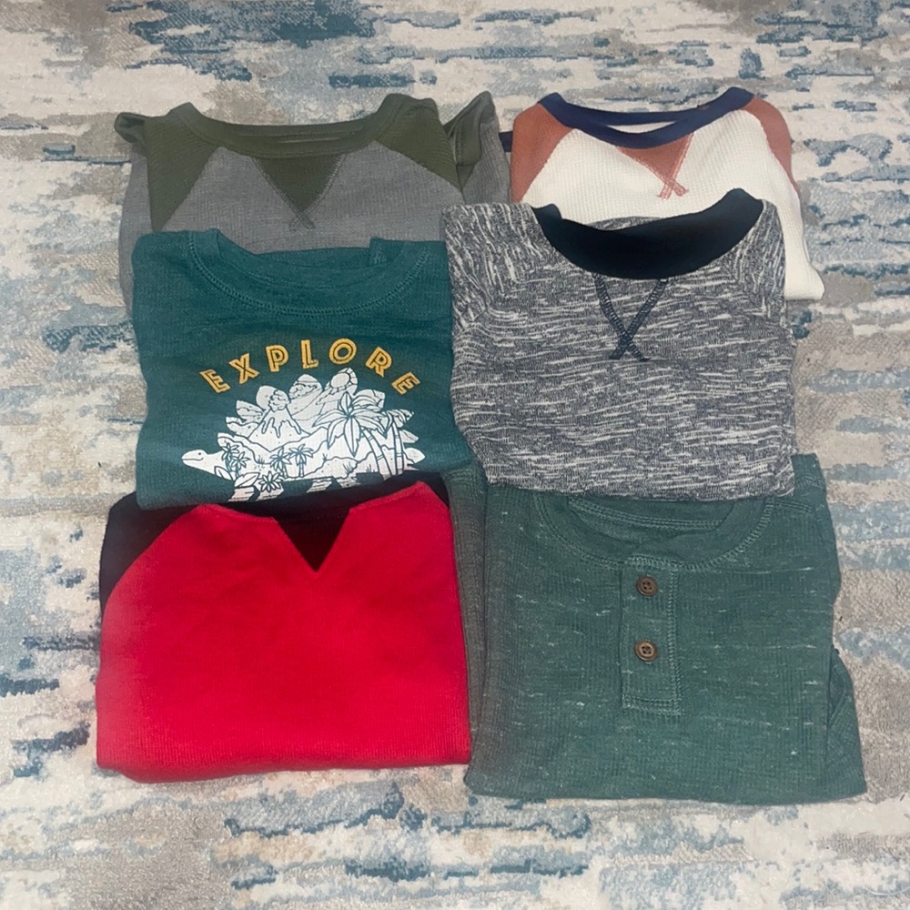 6 piece toddler thermal long sleeve top bundle